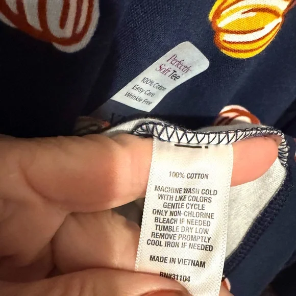 NWT  Navy  Easy Care Pumpkins LS Mock T Neck Top XLARGE     #CL - Picture 6 of 10